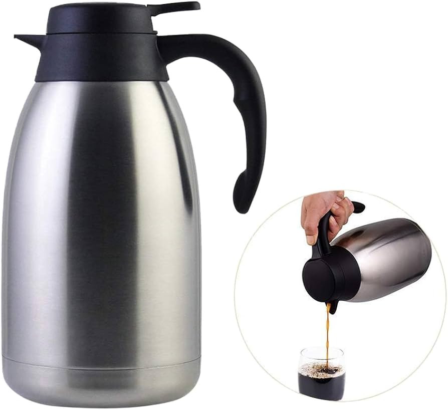 Stainless Steel Thermal Coffee Carafe Double Walled Vacuum Tea Carafe 2 Liter Insulated Coffee Th... | Amazon (US)