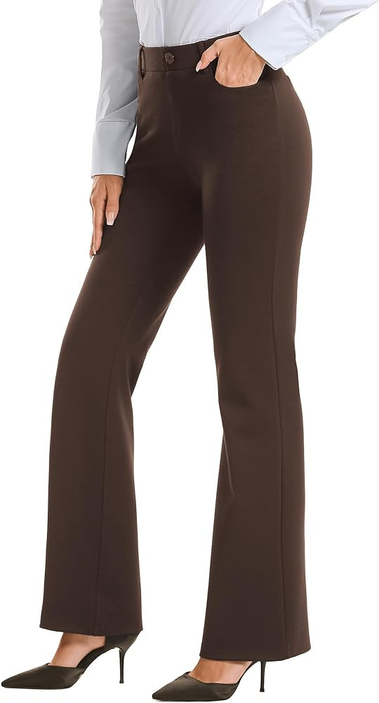 Stelle Women 28"/30"/ 32" Bootcut Dress Pants Business Casual Work Pants with Pockets Pull On Reg... | Amazon (US)