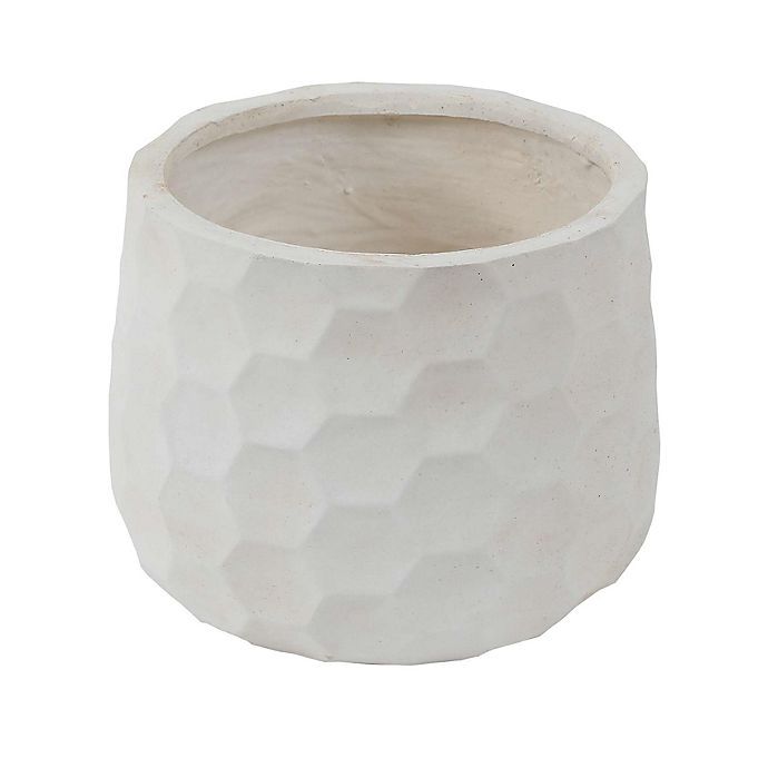 Luxen Home Geometric Fiberclay Planter with Stand in White | Bed Bath & Beyond | Bed Bath & Beyond