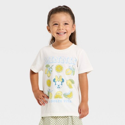 Toddler Girls' Disney Minnie Mouse Lemons T-Shirt - Ivory 12M | Target