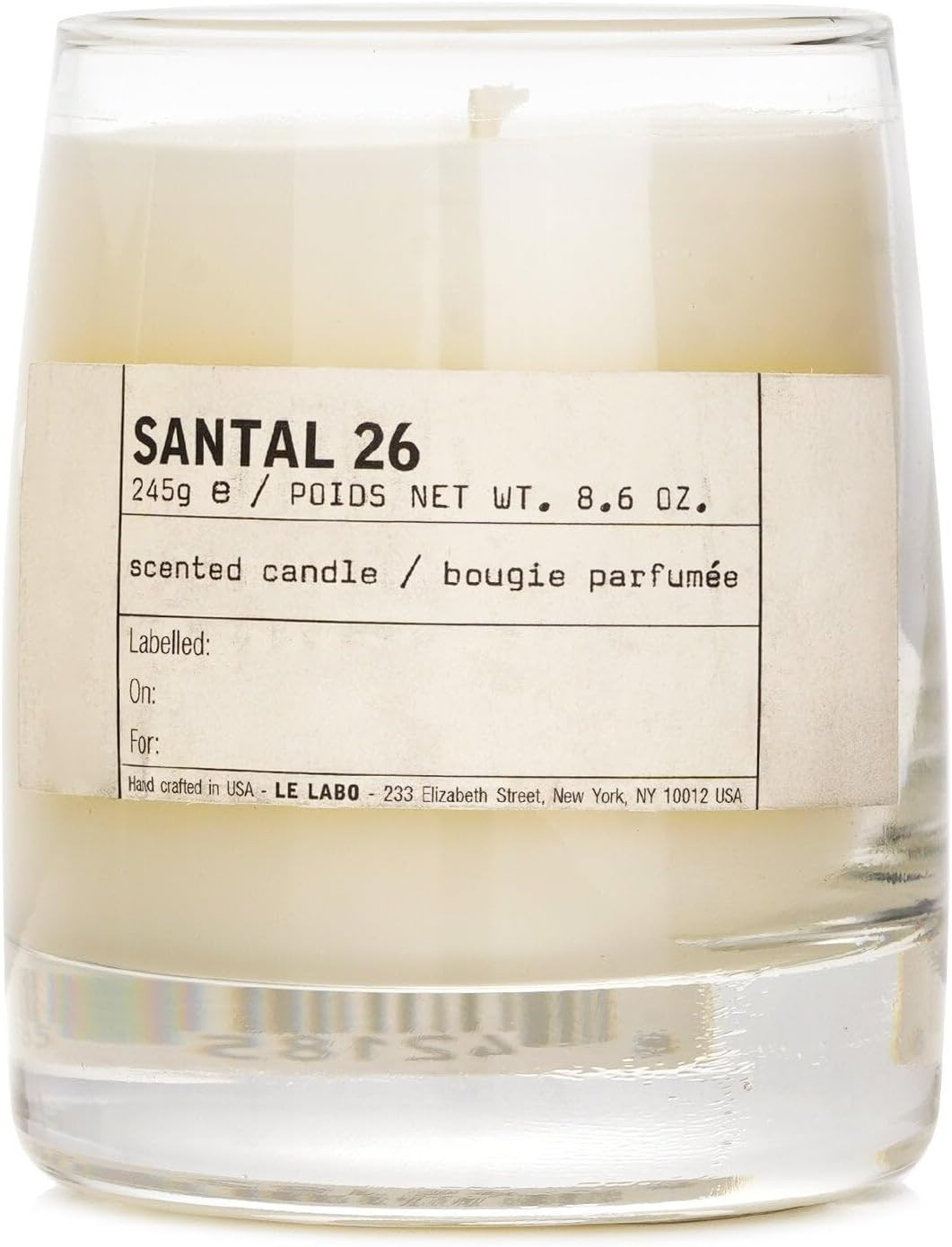 LE LABO Santal 26 Scented Candle 245 Grams 8.6 Ounce Glass jar Boxed Made in USA, Cream | Amazon (US)