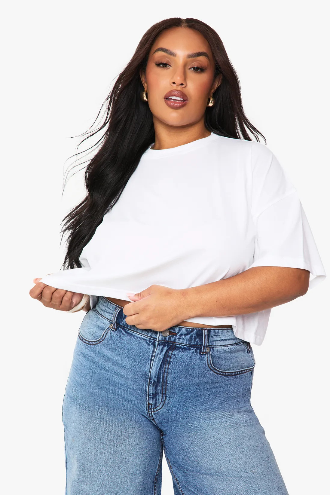 Boohoo Basics Plus Boxy Crop T-Shirt | boohoo (US & Canada)