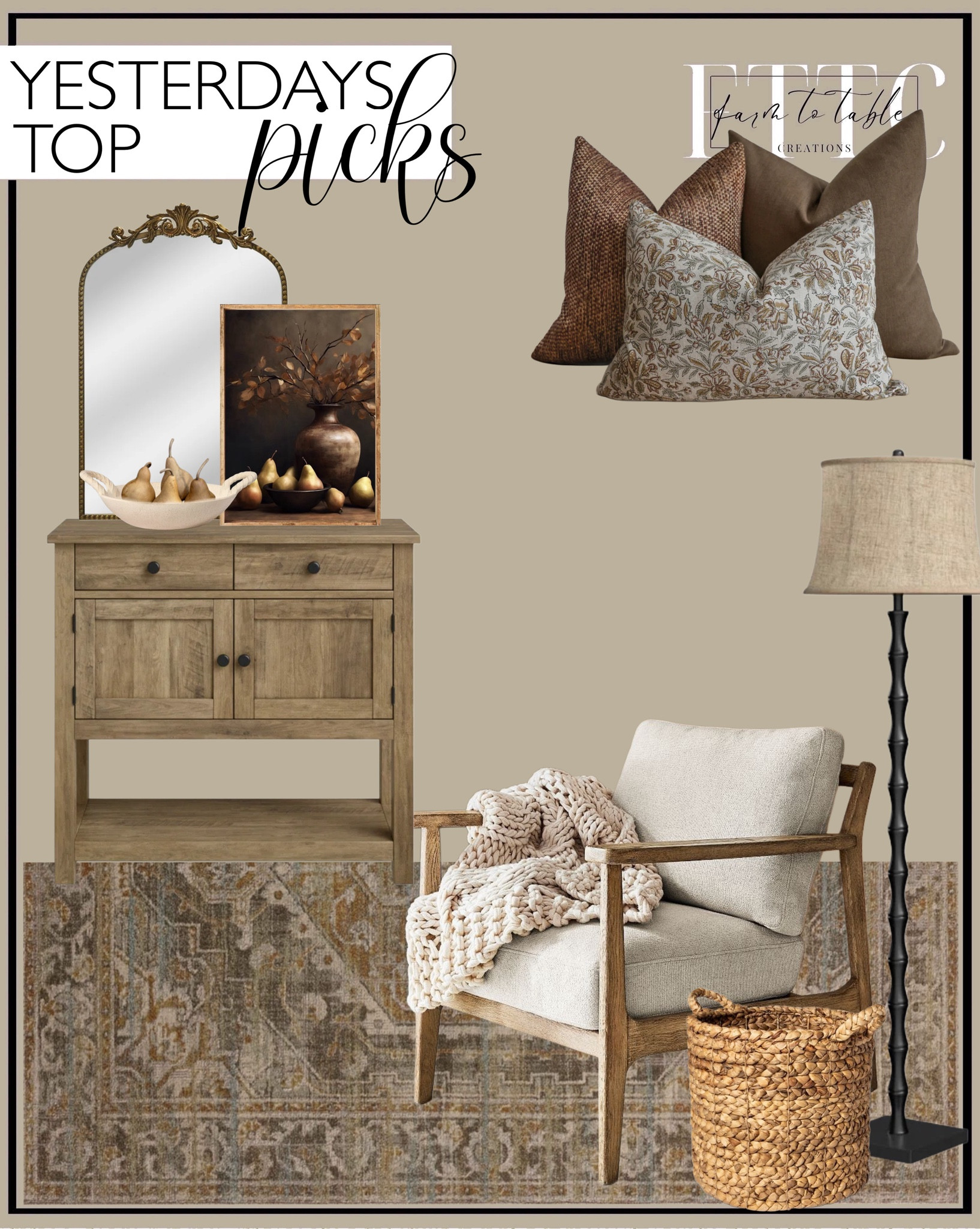 Yesterday’s Top Picks. Follow @farmtotablecreations on Instagram for more inspirational.

Mona Area Rug. Indian Summer Pillow Set. Cody Arm Chair. Floor Lamp. Garmon table with drawers. Filigree Arch Metal Wall Mirror Decor in Gold. Autumn pears and stems still life. Box of 5 Dried Martin Gourds. Antique Finish Ceramic Bowl. Wicker Basket  


Halloween Decor | Porch Decor | Bedroom corner | Coffee Table Decor | Fall Decor | Fall Stem Sale | Target Finds | Skinny Bench | Bedroom | Living Room | Breakfast Nook | Amazon Home | Target Sale | Loloi Rugs | Magnolia Home | console table | console table styling | faux stems | entryway space | home decor finds | neutral decor | entryway decor | cozy home | affordable decor |  home decor | home inspiration | fall stems | fall console | spring vignette | fall decor | fall decorations | console styling | entryway rug | cozy moody home | moody decor | neutral home



#LTKFindsUnder50 #LTKHome #LTKSaleAlert