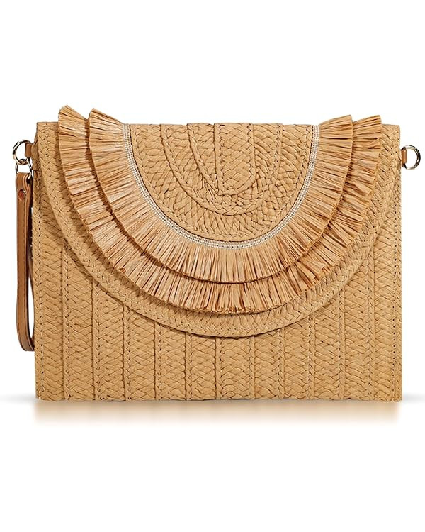 Crossbody Bags for Women, Straw Clutch Purses, Bohemian Handmade Woven Envelope Package, Tassel H... | Amazon (US)