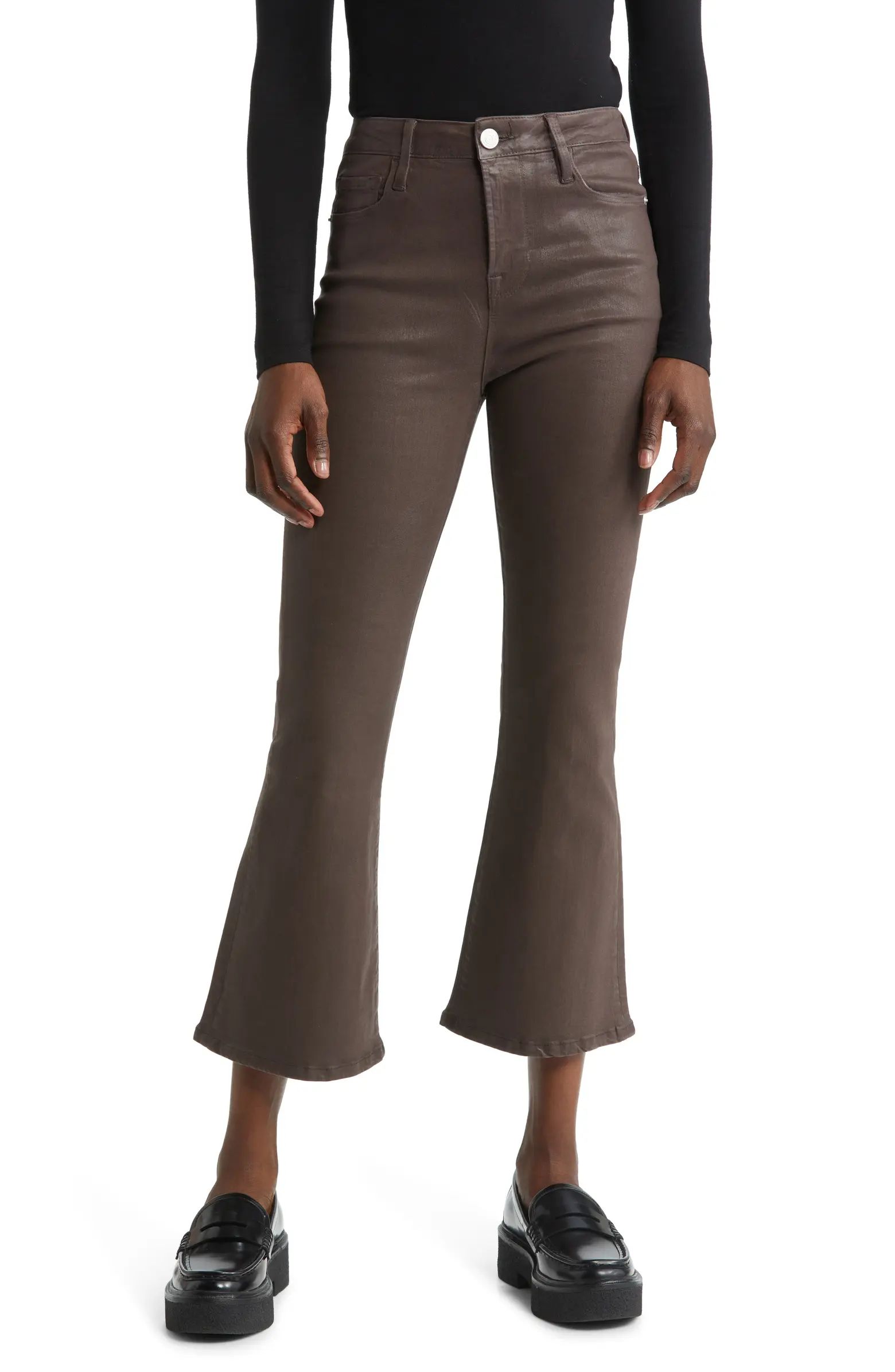 Le Crop Flare Coated Jeans | Nordstrom