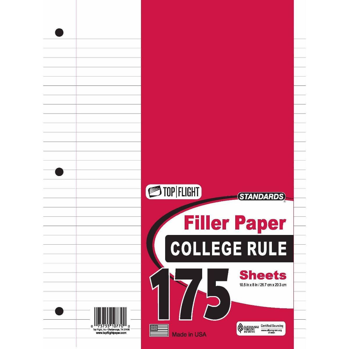 175 Sheet College Ruled Filler Paper White - Top Flight | Target