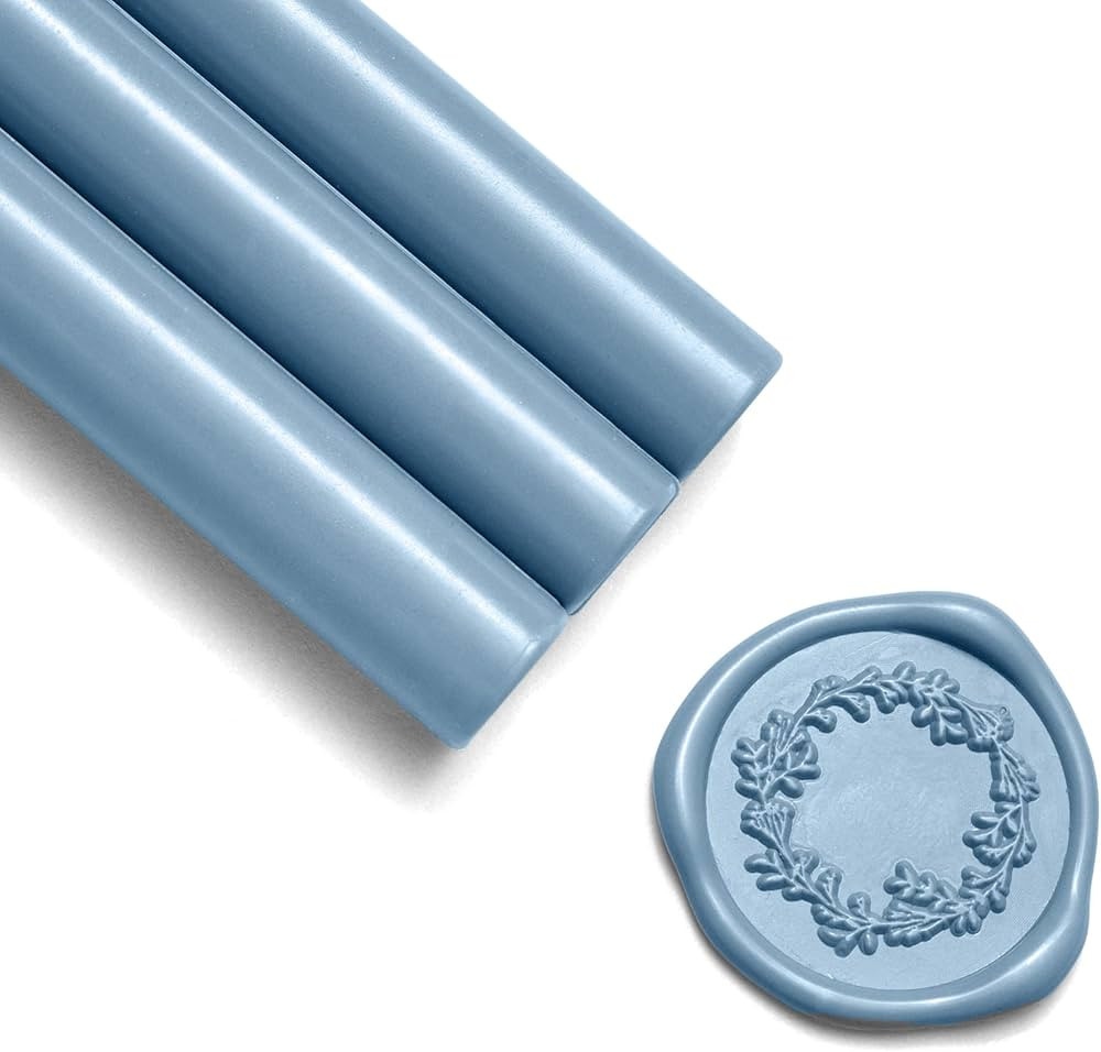UNIQOOO Light Dusty Blue Glue Gun Sealing Wax Sticks for Wax Seal Stamp - Perfect for Wedding Inv... | Amazon (US)