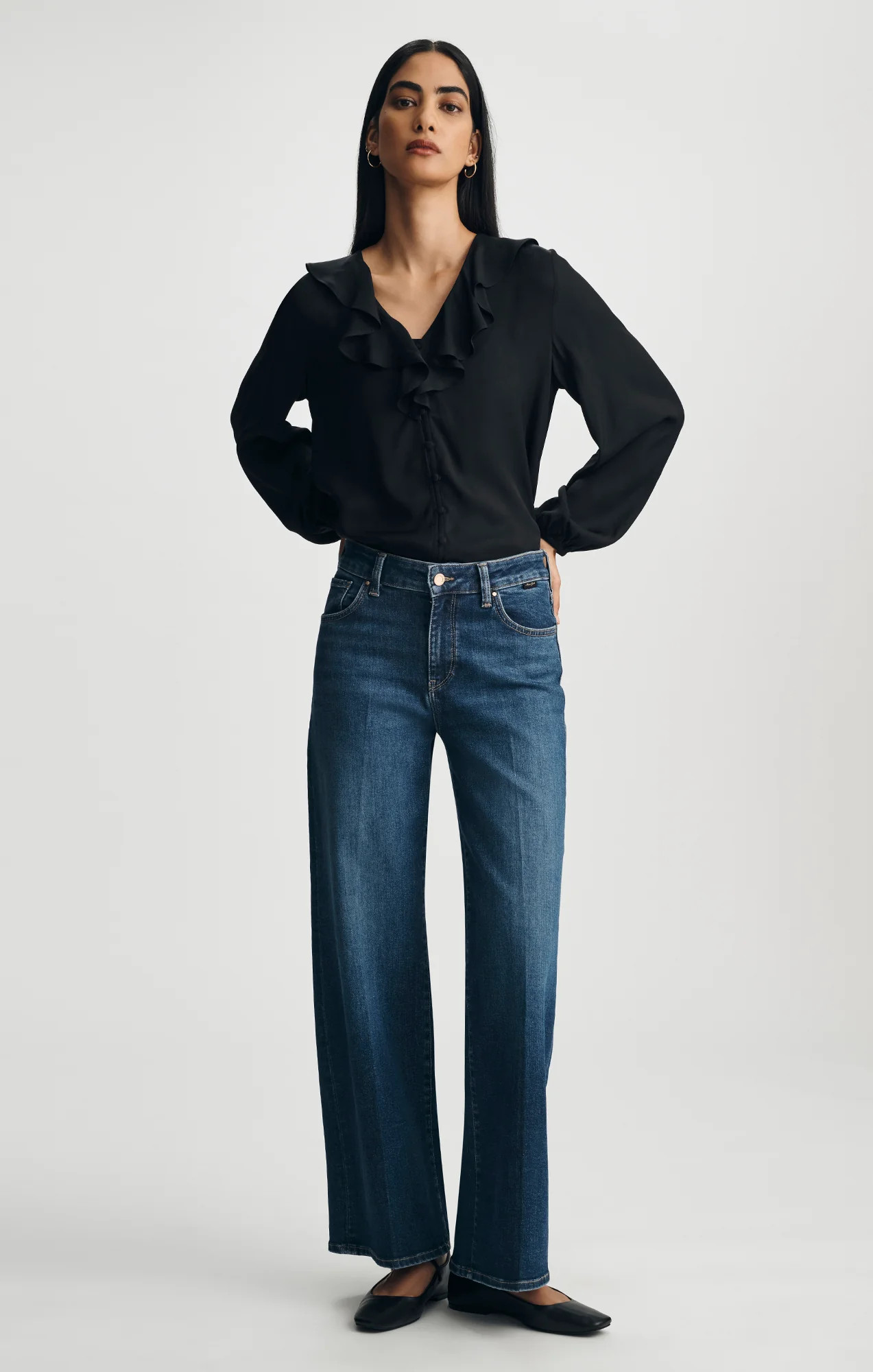 Mavi Women's Paloma Wide Leg Jeans in Dark Brushed Gold Premium | Mavi CA