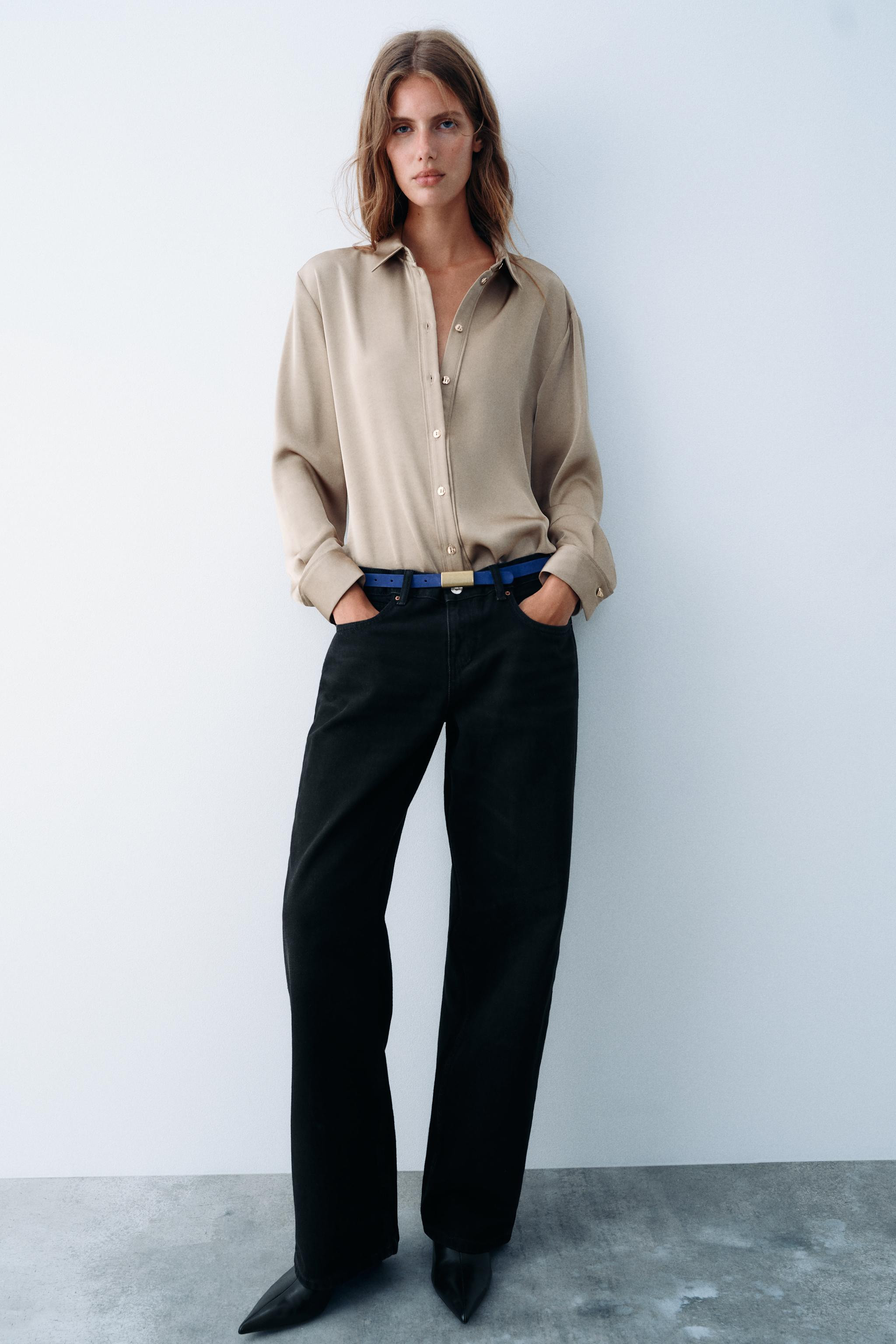 GOLD BUTTON SATIN SHIRT | Zara UK