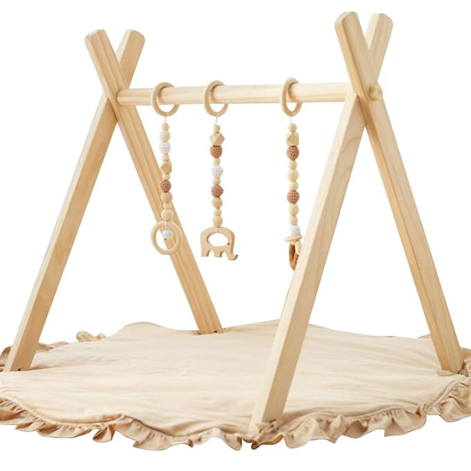 Wooden Baby Gym and Playmats, Razee Infant Frame Activity Gym Hanging Bar for Baby to Toddler | Amazon (US)