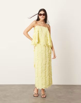 ASOS EDITION textured circle drape cami top co-ord in lemon | ASOS (Global)