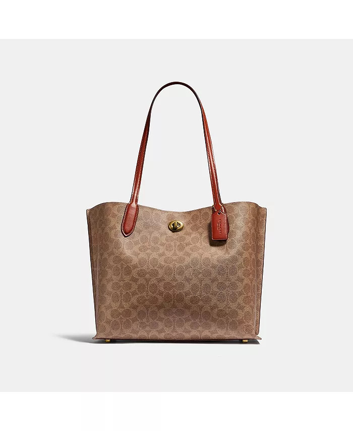 COACH Signature Coated Canvas Willow Tote with Interior Zip Pocket & Reviews - Handbags & Accesso... | Macys (US)