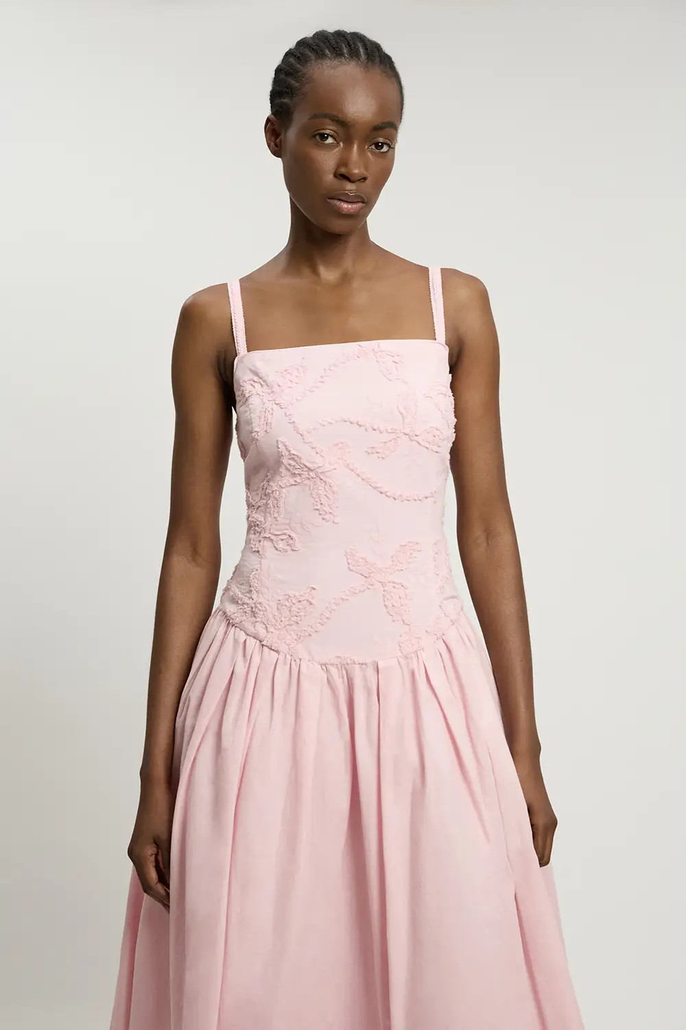 Pink Textured Floral Woven Midi Dress | Karen Millen | Karen Millen