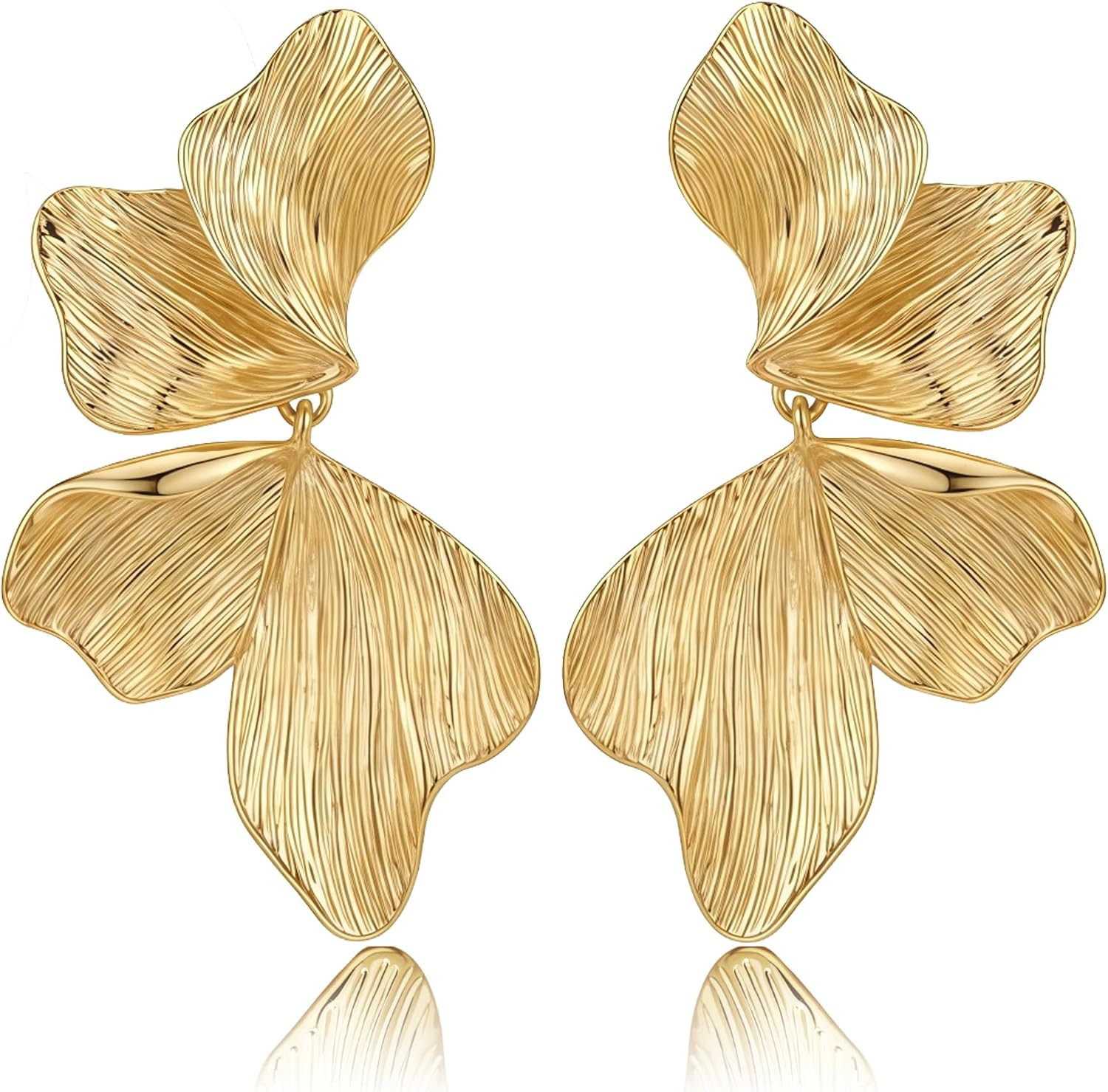 Chunky Gold Plated Flower Statement Drop Earrings for Women | Amazon (US)