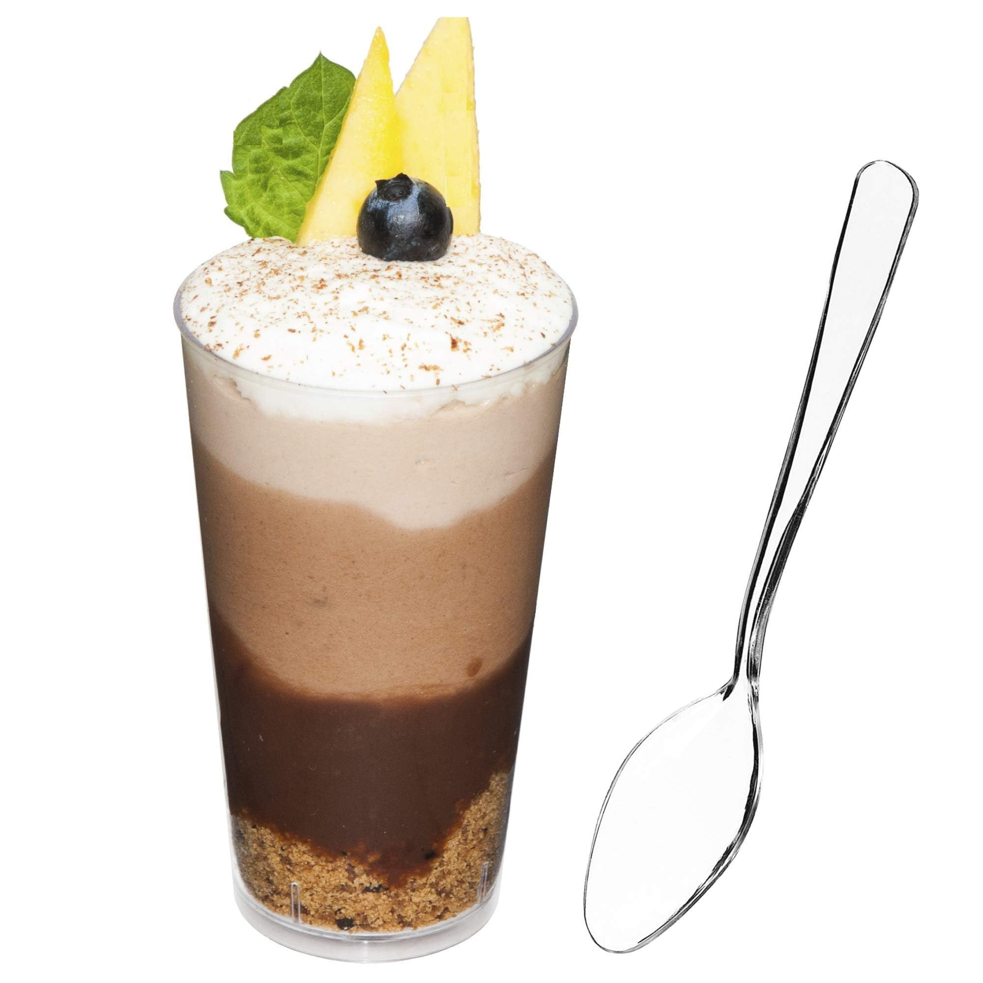 DLux 100 x 3 oz Mini Dessert Cups with Spoons, Shooter - Clear Plastic Parfait Appetizer Cup - Sm... | Amazon (US)