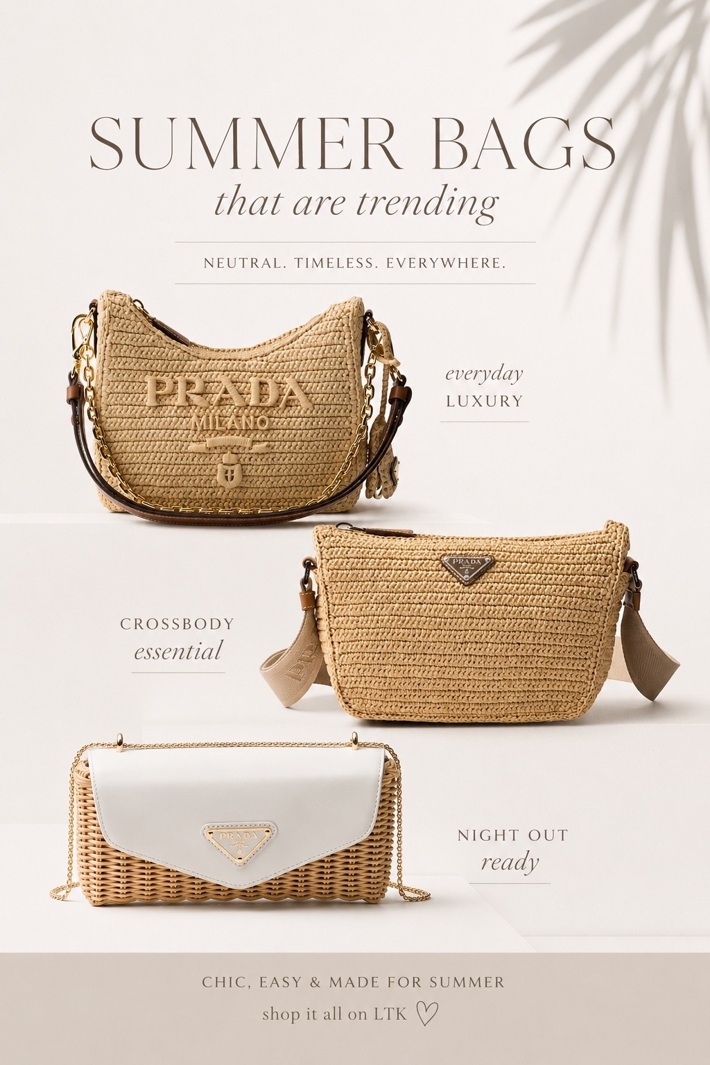 Designer summer bags that are trending for 2026! Mine was just restocked too! Which is your fave!? ☀️🤏🏼😍


Raffia. Designer bag. Prada. Summer purse.

#LTKSeasonal #LTKootd #LTKgrwm