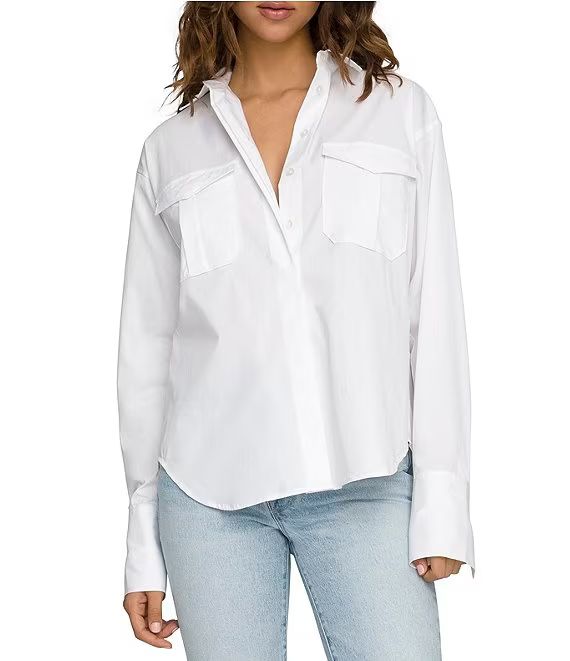 Woven Point Collar Long Sleeve Button Front The Good Shirt | Dillard's