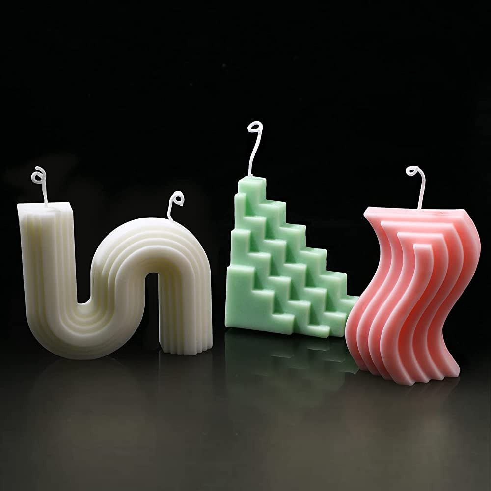 3 Pieces Twist Candle Aesthetic Candles Soy Wax Christmas Geometric Shaped Candle Art Trapezoid T... | Amazon (US)