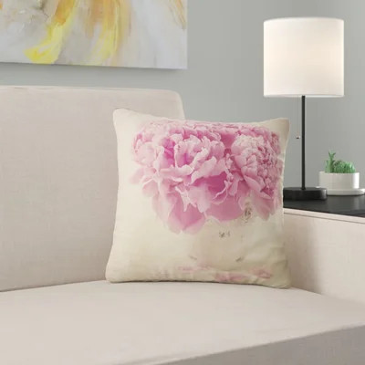 Bunch of Peony Flowers on Table - Floral Printed Pillow | Wayfair North America