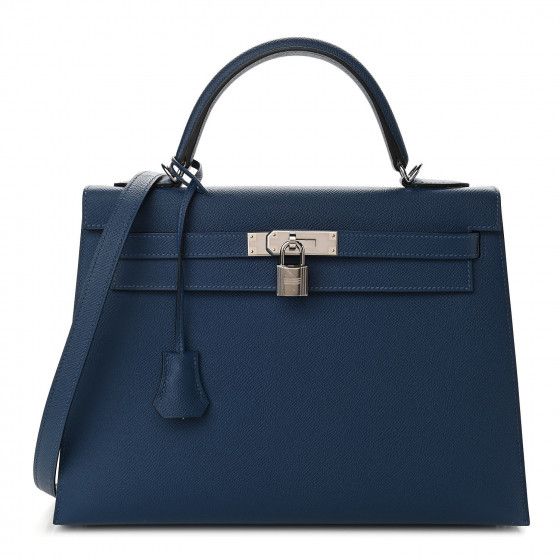 HERMES Epsom Kelly Sellier 32 Bleu De Malte | FASHIONPHILE | Fashionphile
