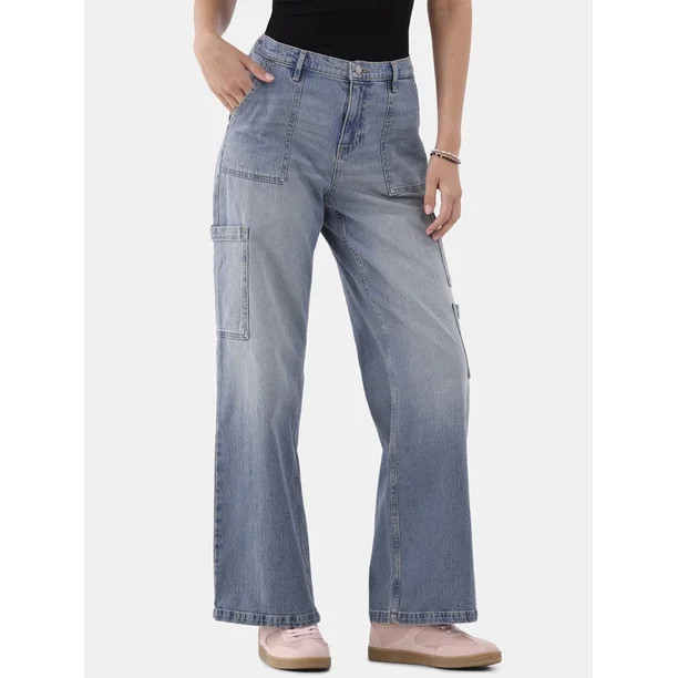 No Boundaries Wide Leg Cargo Pants, Women’s - Walmart.com | Walmart (US)