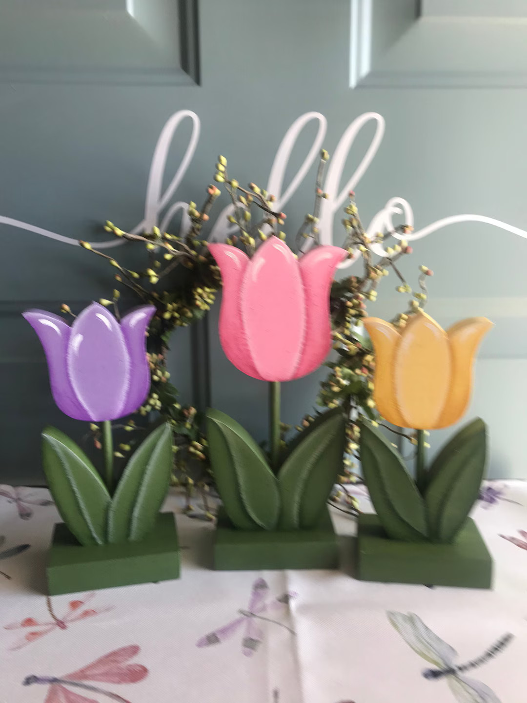 Wooden Pastel Spring Tulips. Hand Painted Set of Three Consists of One Large and Two Smaller Tuli... | Etsy (US)