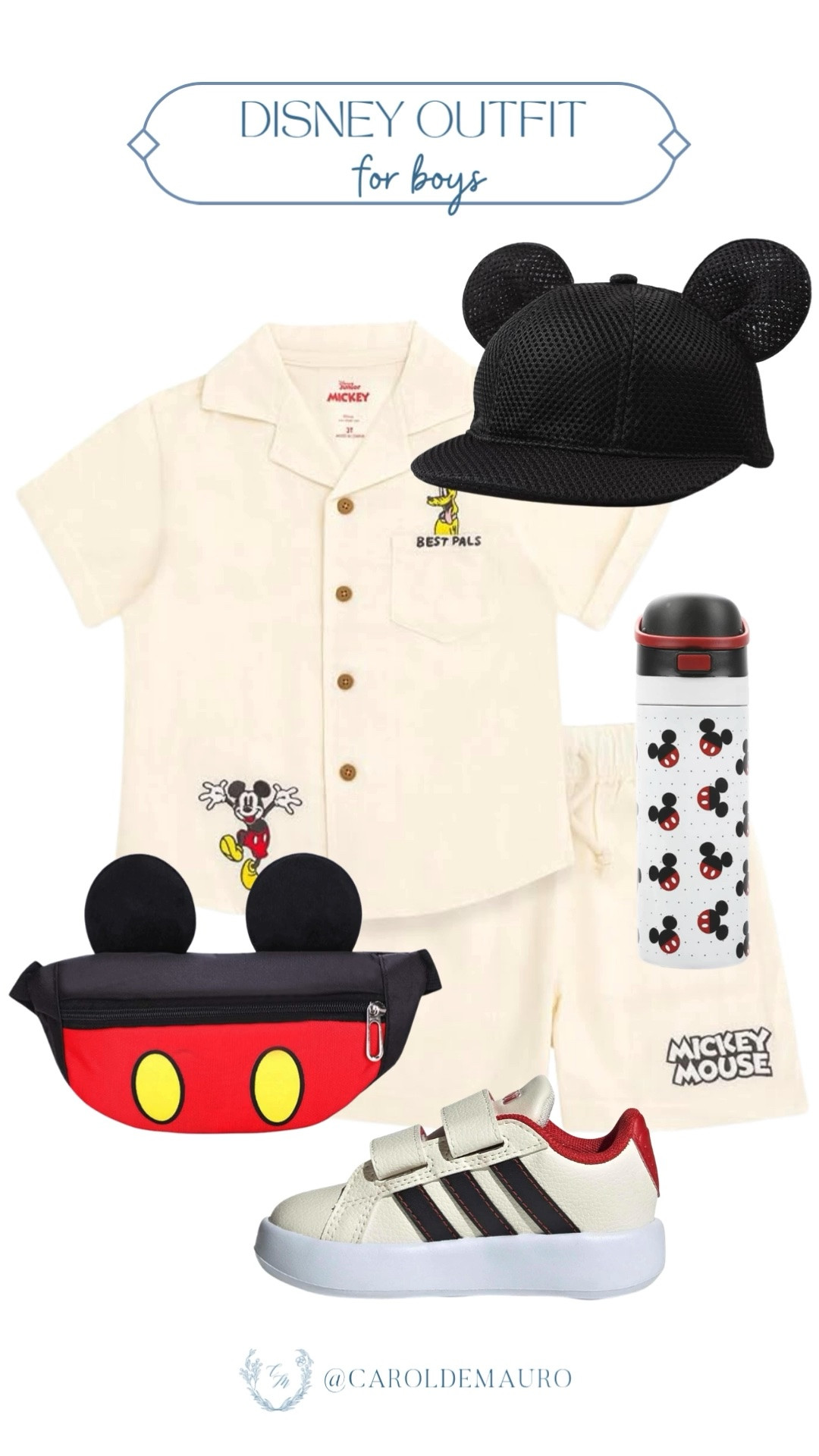 Getting ready for a magical trip to Disneyland or just have a huge Mickey fan at home? This coordinated set features a classic button-down, matching shorts, and the cutest mouse-ear accessories to keep your little guy stylish and park-ready. Recreate this look for your kid!

toddler clothes, kids casual wear, fashion inspo, cute look, boys outfits, easy to wear, mickey mouse, boy mom

#LTKootd #LTKKids #LTKU