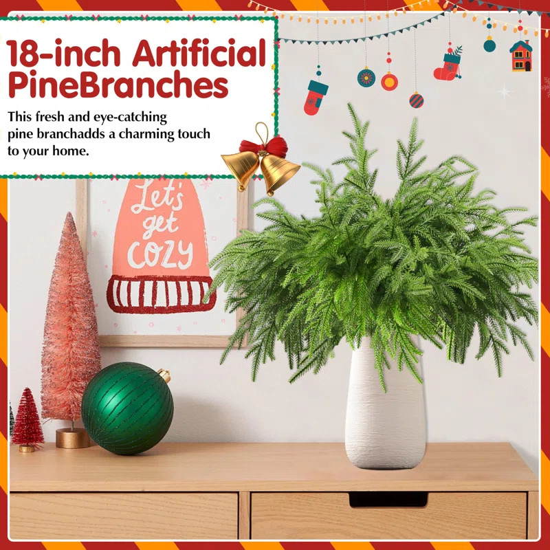 12 Pcs Artificial Norfolk Pine Branches Plants Decor | Wayfair North America