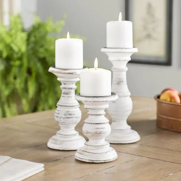 10.05'' H Solid Wood Tabletop Candlestick | Wayfair North America