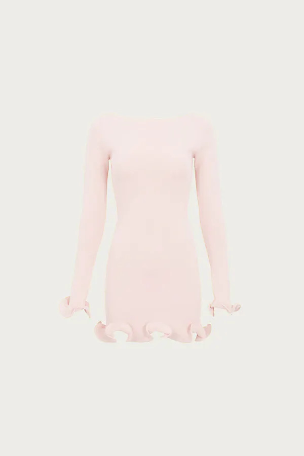 Ruffle Hem Mini Dress (Pale Pink) | SAME