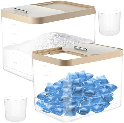 Large Laundry Pods Container with Slide Lid, Laundry Room Organization for Booster Beads with Mea... | Amazon (US)