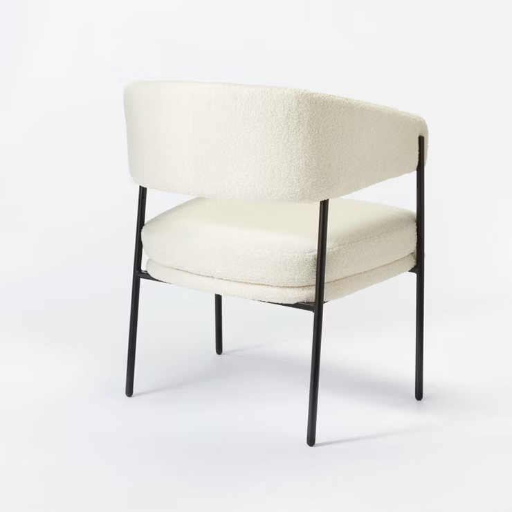 Rosemead Metal Frame and Rounded Back Faux Sherling Accent Chair Cream - Threshold™ designed wi... | Target