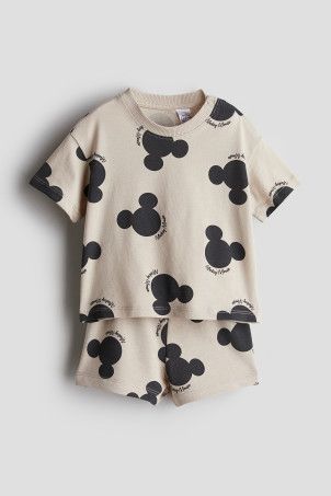 2-piece Jersey Set - Cream/Minnie Mouse - Kids | H&M US | H&M (US + CA)