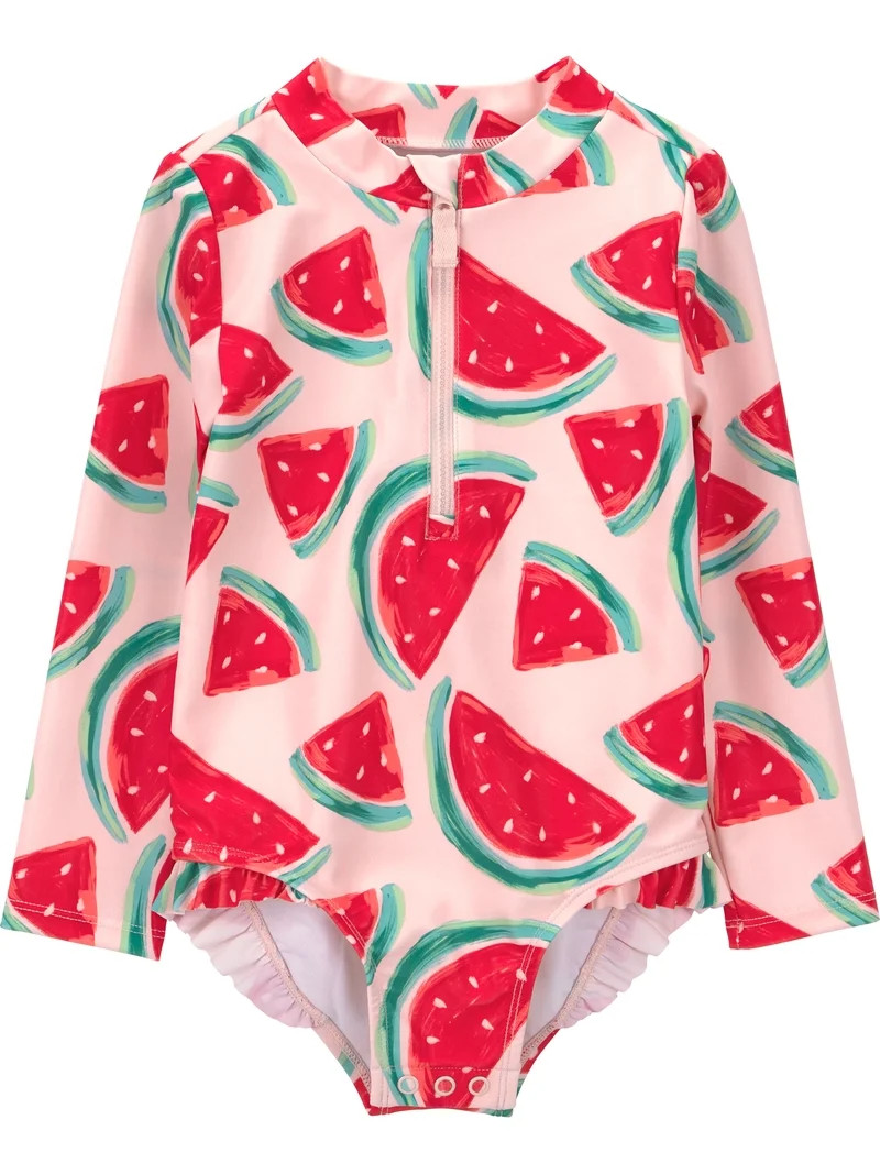 Carter's Child of Mine Toddler Girl Rash Guard Swimsuit, One-Piece, Sizes 12M-5T | Walmart (US)