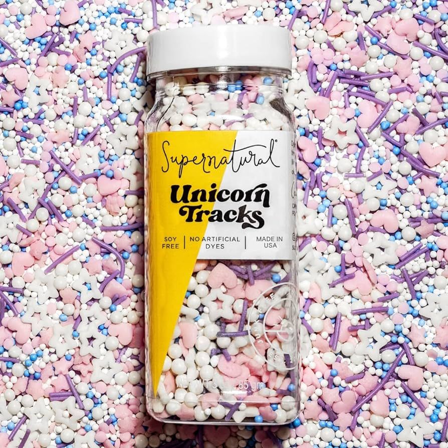 Unicorn Tracks Natural Confetti Sprinkles by Supernatural, Heart & Star Shapes, No Artificial Dye... | Amazon (US)