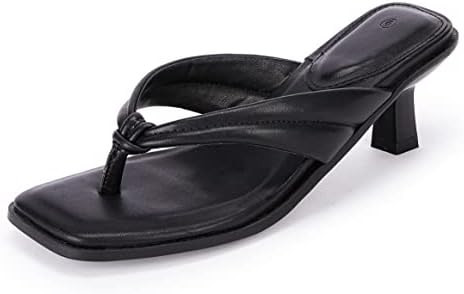 Coutgo Womens Kitten Heel Thong Sandals Flip Flops Slip On Square Open Toe Slippers Low Stacked H... | Amazon (US)