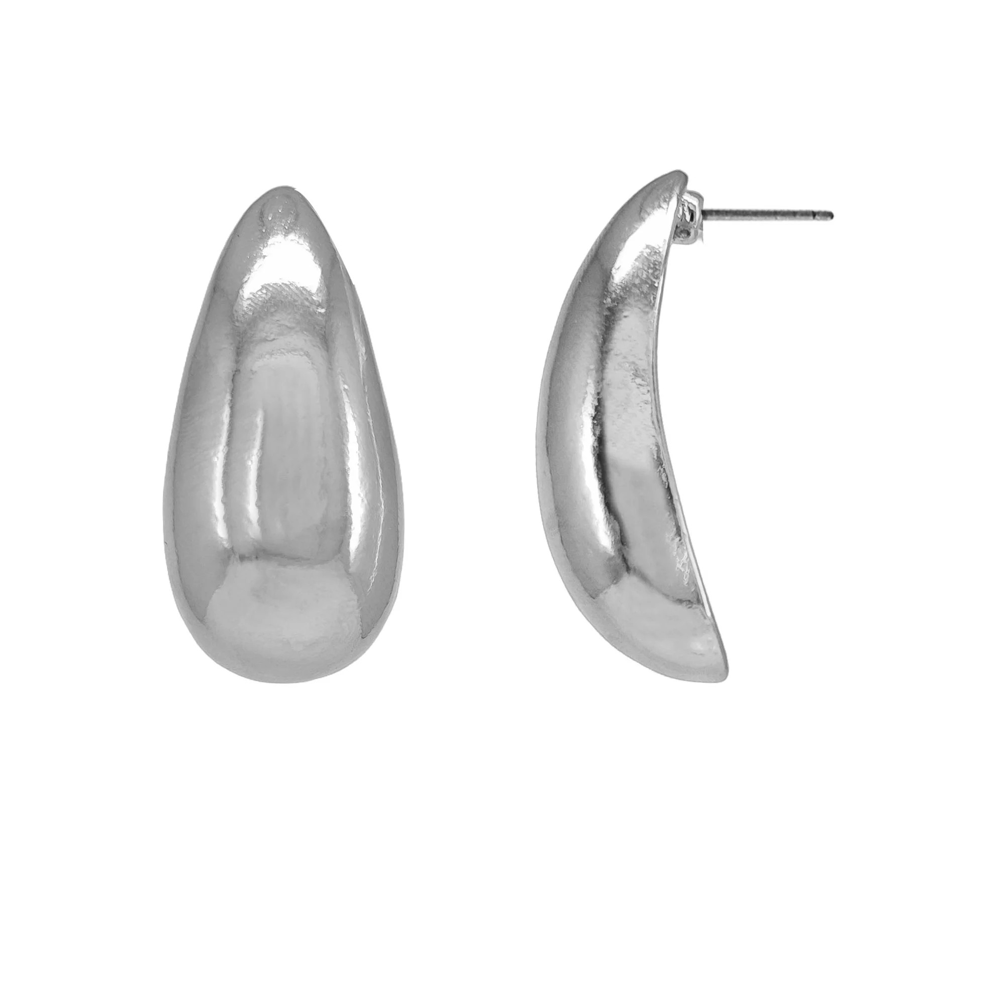 Time And Tru Women's Basic Teardrop Earring Stud In Silver Plating | Walmart (US)