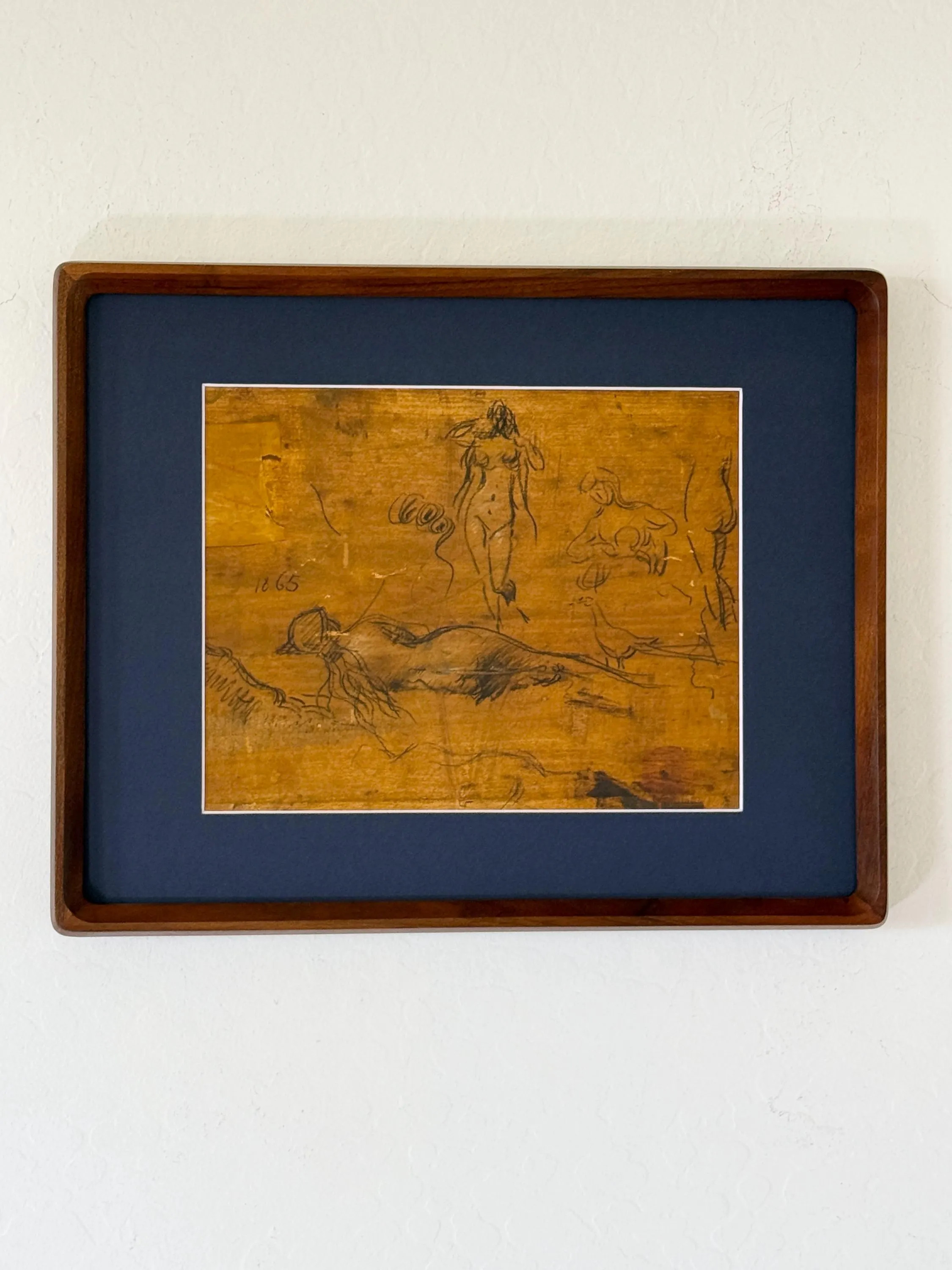 1865 "Fillette Au Ruban Bleu" French Abstract Figurative Art Artist Jean-Jacques Henner Fine Art Print Framed in Teakwood Dark Blue | Etsy (Global)