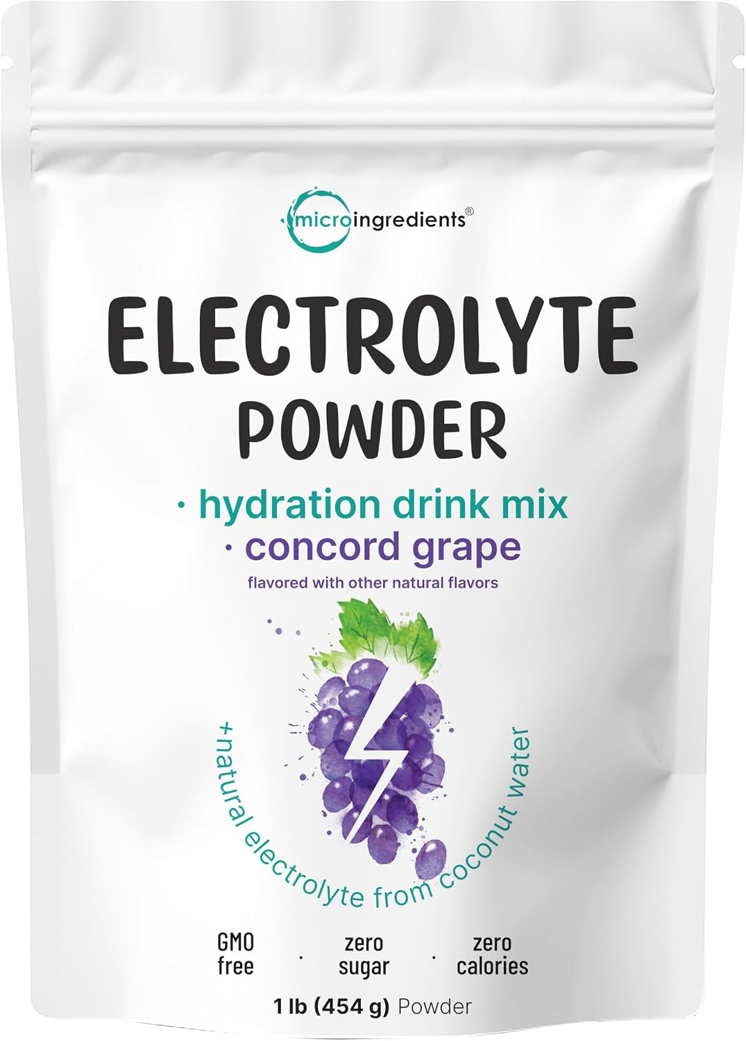Micro Ingredients Electrolytes Powder, 1lb (69 Servings) | Sugar Free | Sweet Concord Grape Flavor | 1,000 mg High Potassium Hydration Drink Mix | Keto Friendly, Non-GMO | Amazon (US)