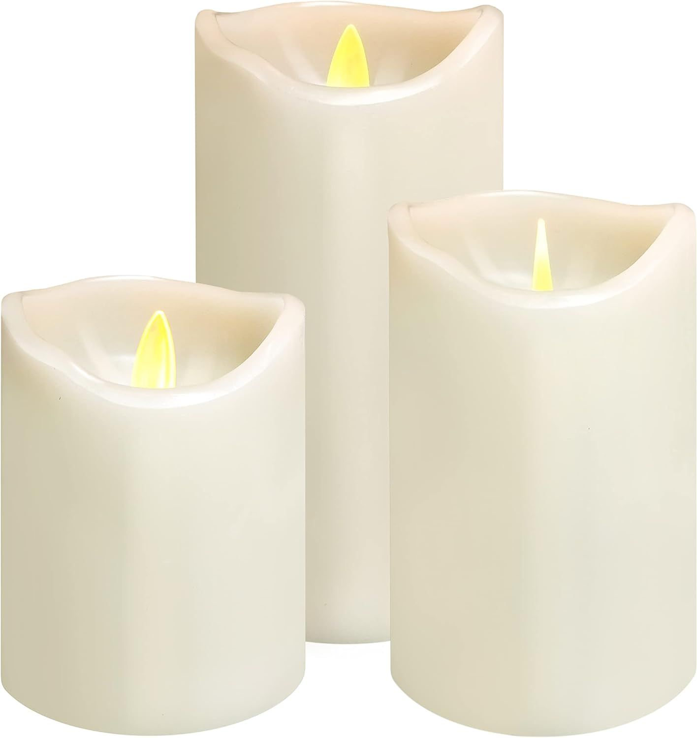 Furora LIGHTING Classic White Real Wax Moving Flame LED Candles with Remote and 6/18 Timer, Pack ... | Amazon (US)
