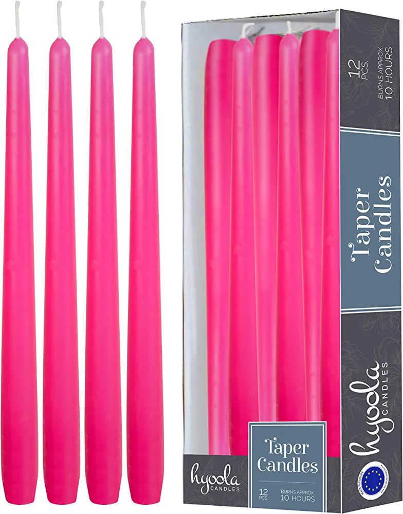 12 Pack Tall Taper Candles - 12 Inch Hot Pink Fuschia Dripless, Unscented Dinner Candle - Paraffi... | Amazon (US)