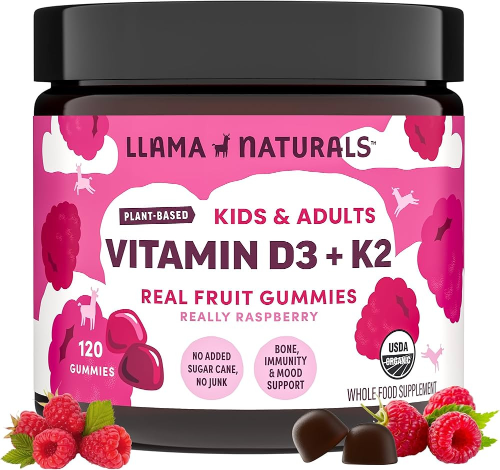 Llama Naturals Vitamin D3 K2 Gummies for Adults and Kids, Vegan, Organic, Vitamin D Gummies, Real... | Amazon (US)