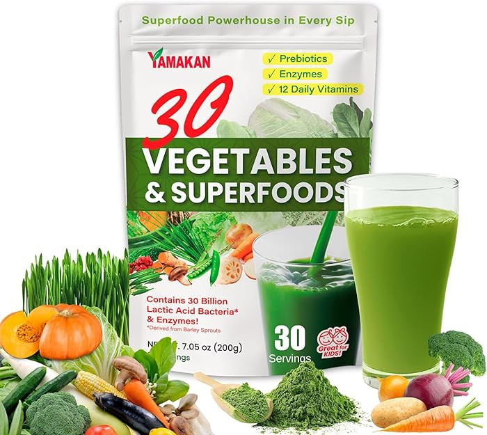 YAMAKAN Super Greens Powder Superfood Powder for Women with 30 Vegetable, Prebiotics & 12 Vitamin... | Amazon (US)