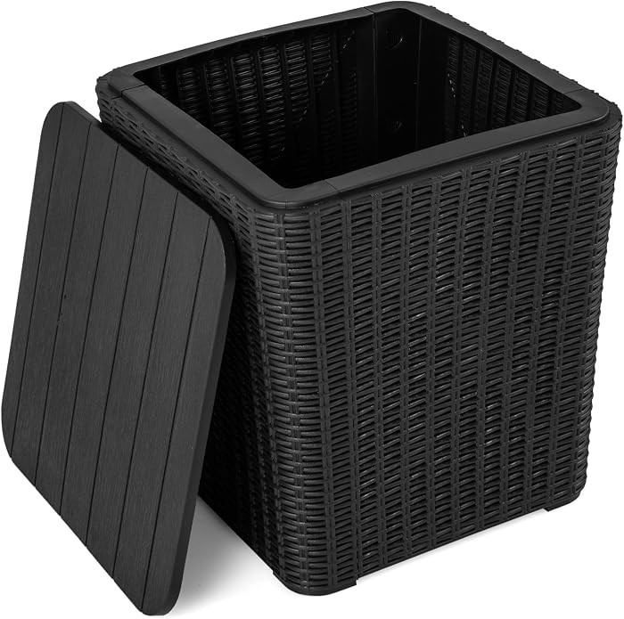 Giantex 11.5 Gallon Deck Box, Outdoor Side Table with Removable Lid, Faux Wicker-Woven, 330Lbs Ca... | Amazon (US)