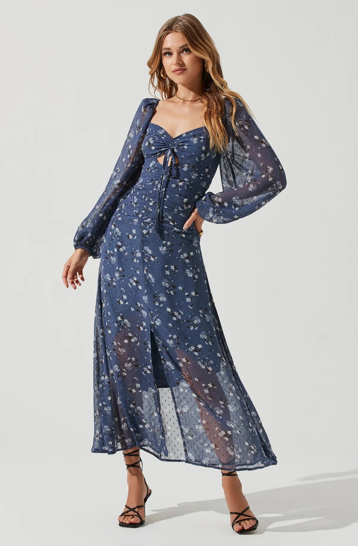 Long Sleeve Sweetheart Neck Midi Dress | ASTR The Label (US)