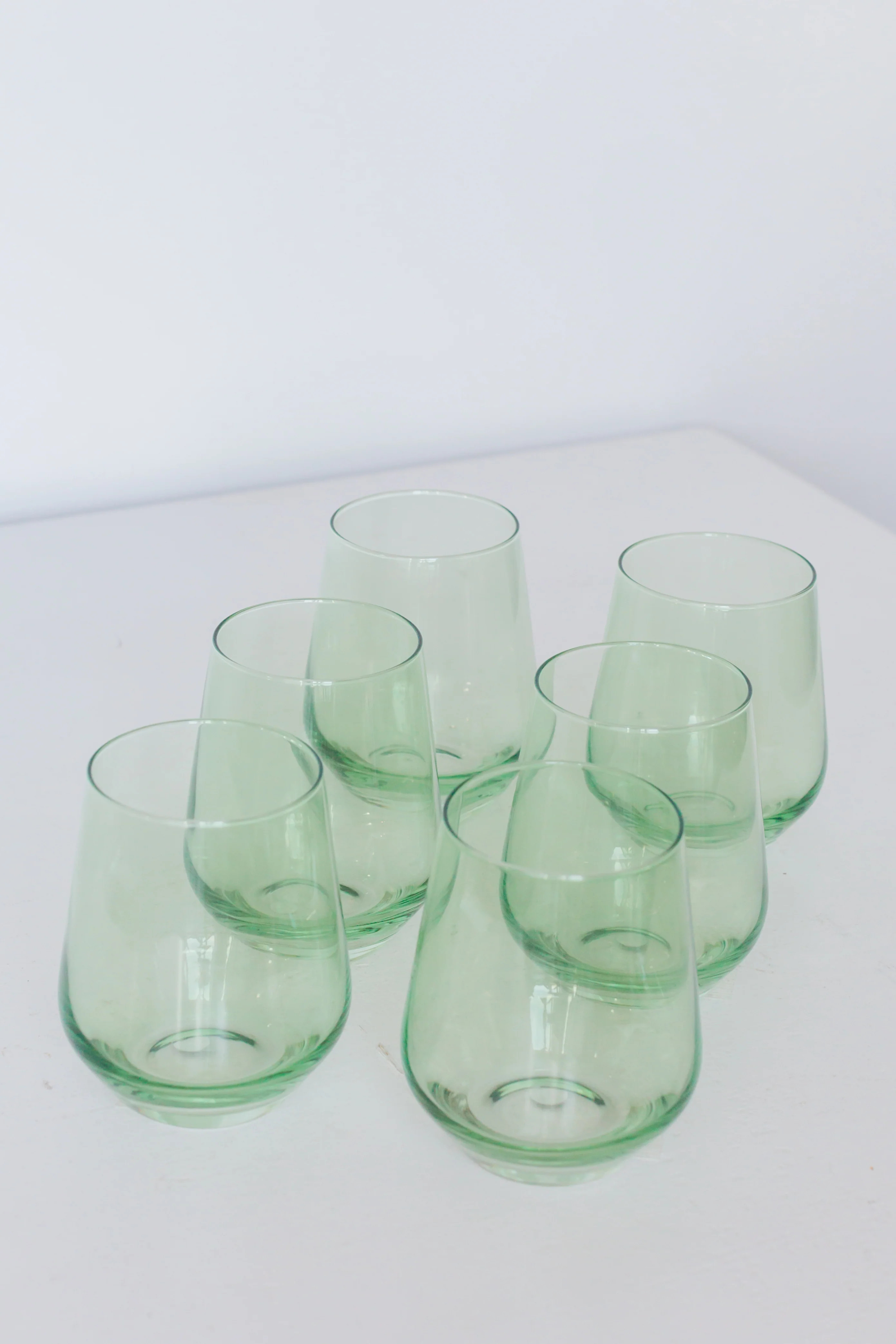 Estelle Colored Wine Stemless - Set of 6 {Mint Green} | Estelle Colored Glass