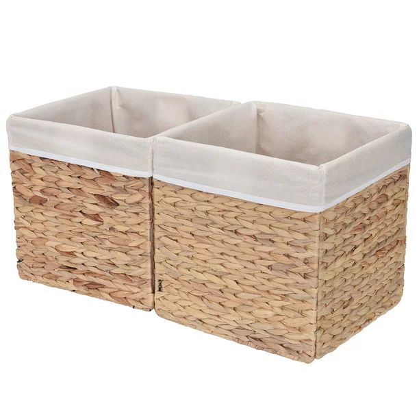 StorageWorks Water Hyacinth Storage Basket With Liner, Natural Wicker Storage Baskets, Handmade W... | Walmart (US)