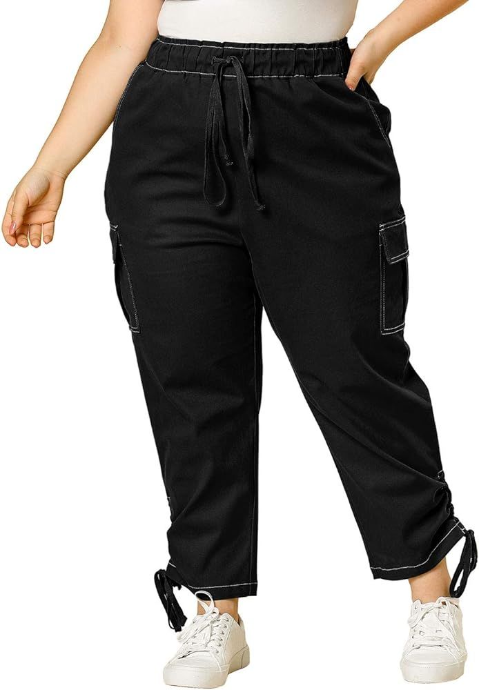 Agnes Orinda Women's Plus Size Drawstring Elastic Waist Cargo Pants with Pocket | Amazon (US)