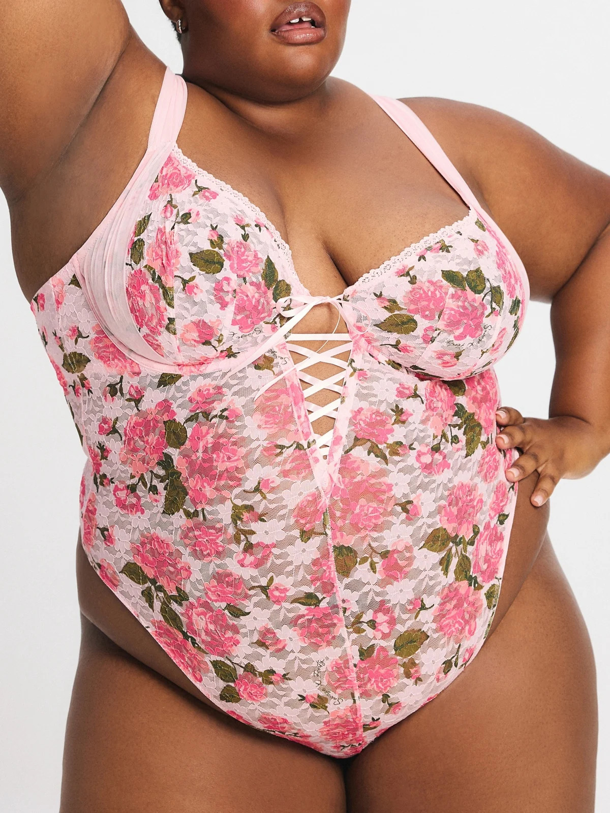 Sinful Rose Printed Lace Underwire Teddy | Savage x Fenty - North America