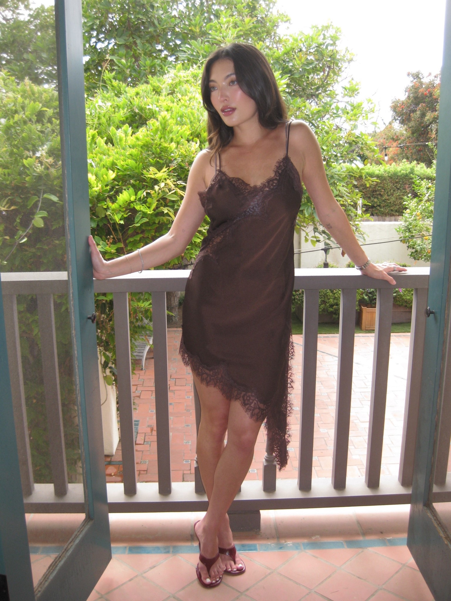 looove this asymmetrical satin lace dress for summer! Whole fit linked 